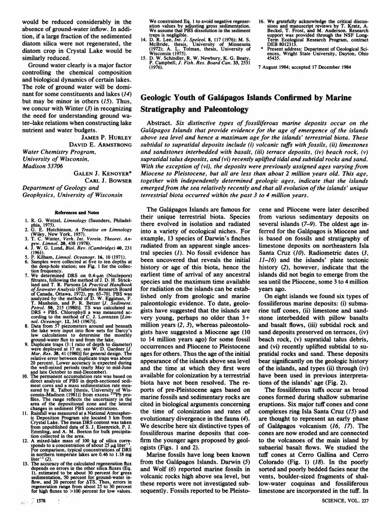 Hickman 1985 PDF Fossil Galápagos Islands