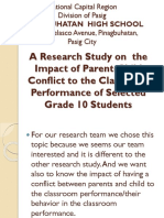 A Research Study On The Impact of Parent-Child Conflict To The Classroom Performance of Selected Grade 10 Students