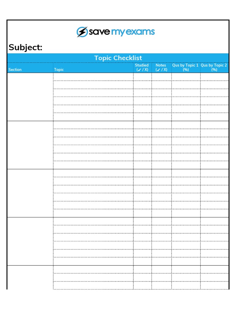 Topic Checklist Template - Topic Checklist | PDF