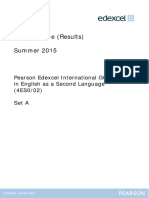 Mark Scheme (Results) Summer 2015: Pearson Edexcel International GCSE in English As A Second Language (4ES0/02) Set A