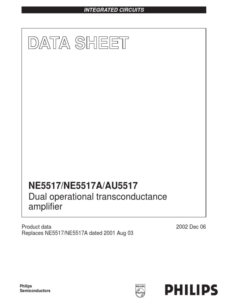 Ne5517n Datasheet | PDF | Amplifier | Operational Amplifier