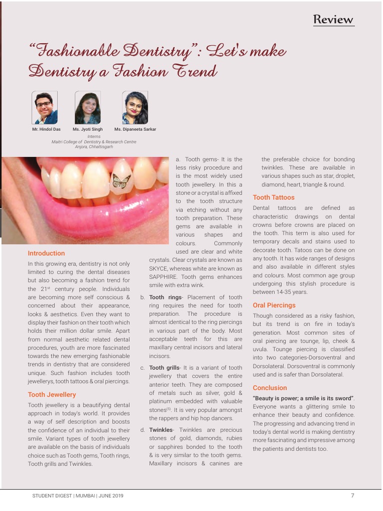 "Fashionable Dentistry" Let's Make Dentistry A Fashion Trend IDA