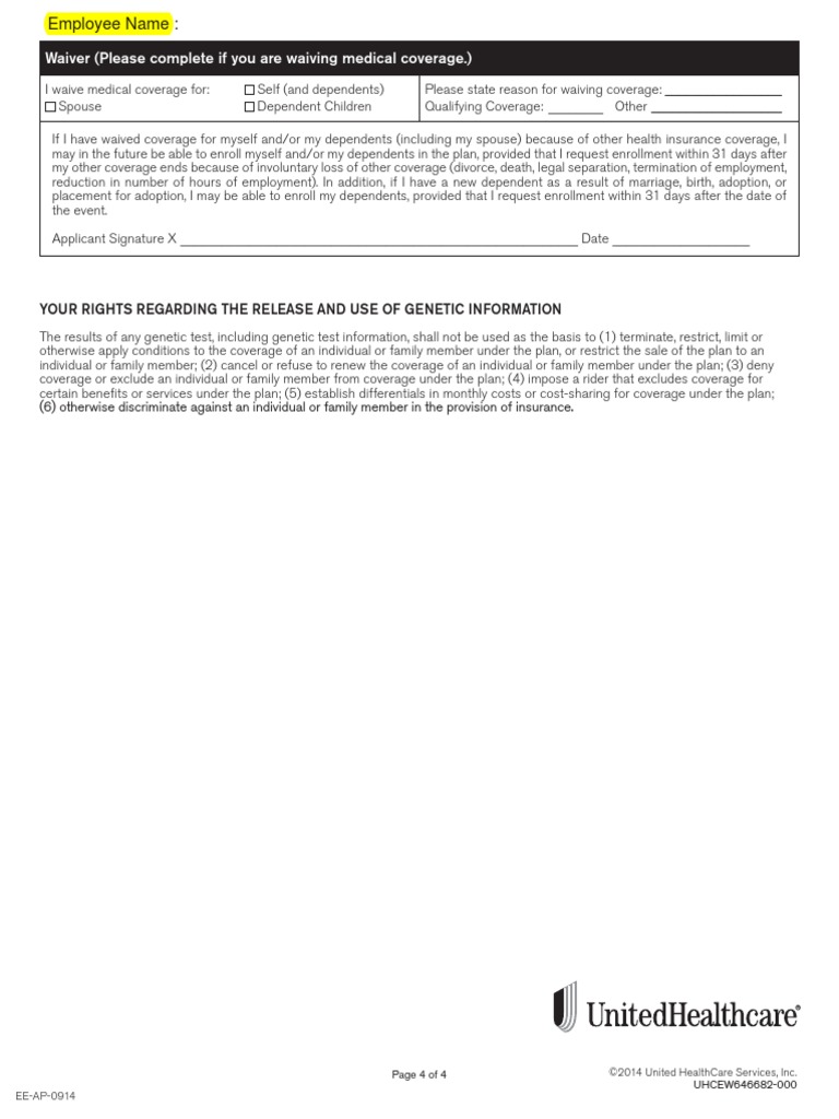 F23 UHC AllSavers WaiverForm Template | PDF