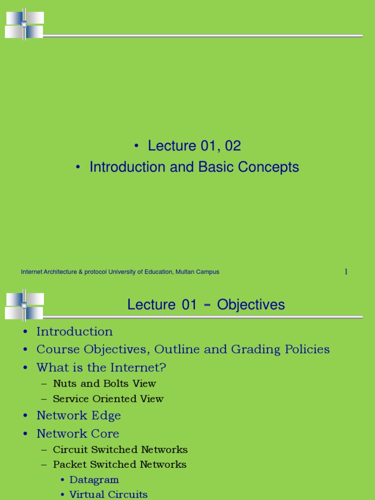 Lecture 1 - 2 Introduction To Internet Architecture - Protocols | PDF ...