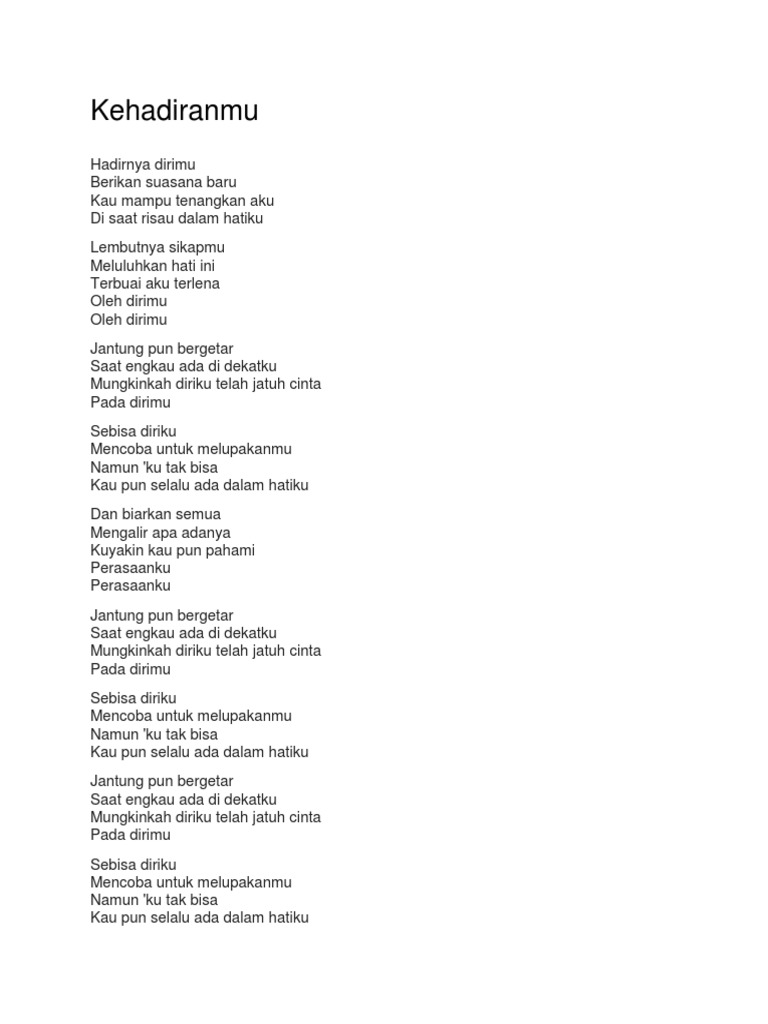 Lirik Kehadiranmu Pdf