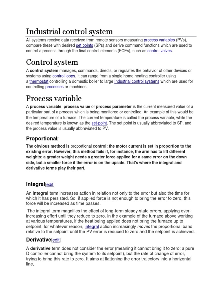 Industrial Control System | PDF | Control System | Chemistry