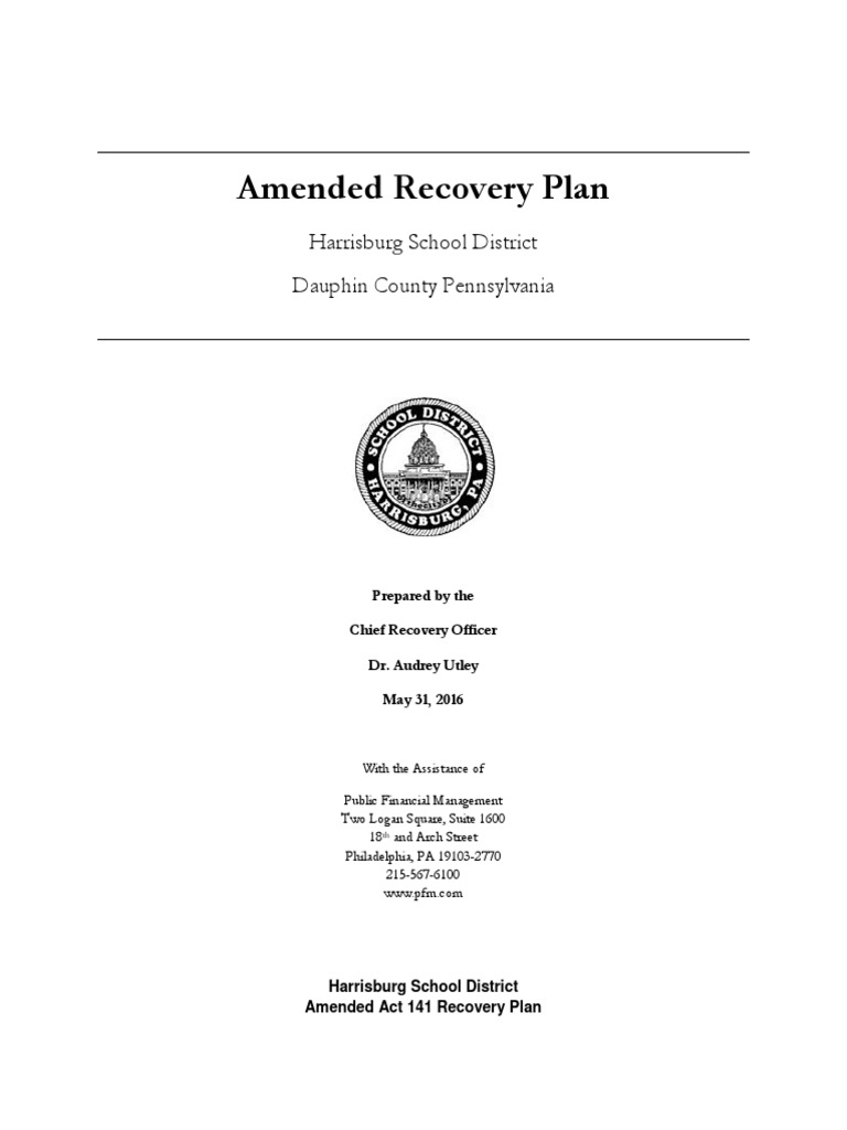Harrisburg SD Amended Recovery Plan, See Page 22 | PDF | Government Budget  Balance | Learning