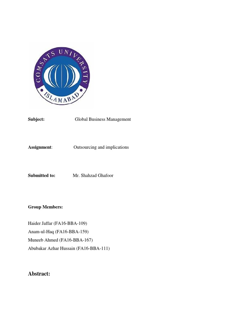 Subject Global Business Management PDF