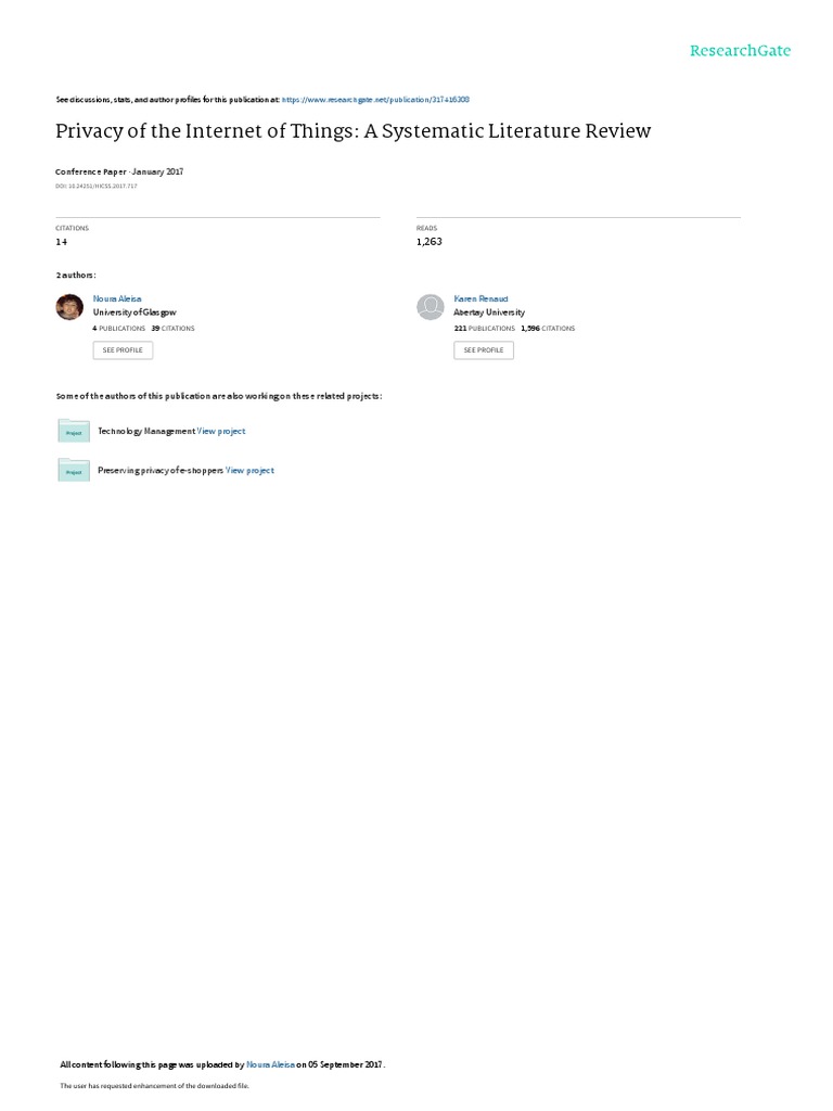 Privacy of The Internet of Things: A Systematic Literature Review | PDF ...