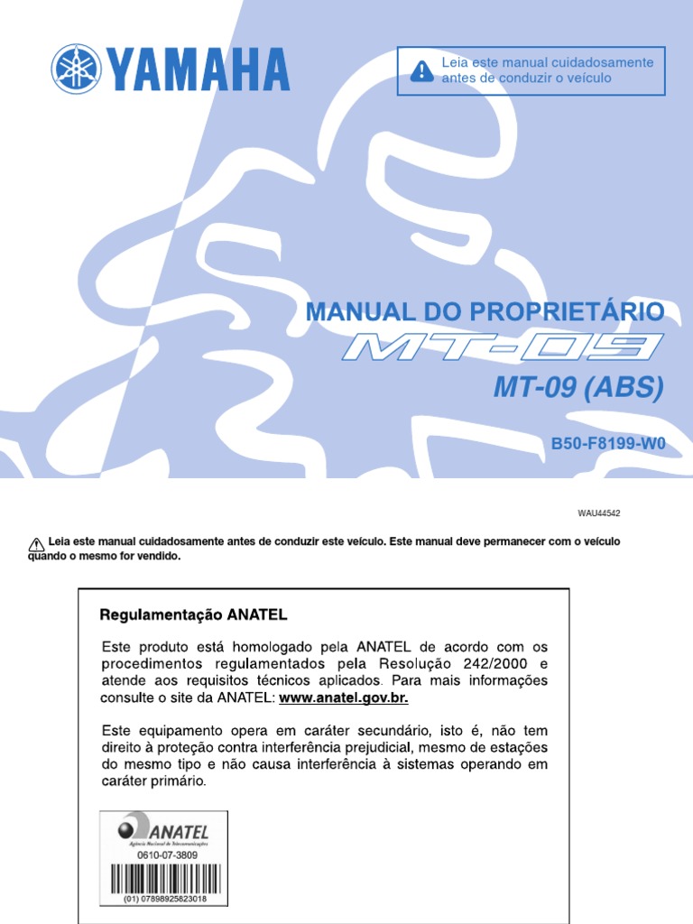 Manual Yamaha MT 09 - ABS | PDF | Motocicleta | Pneu