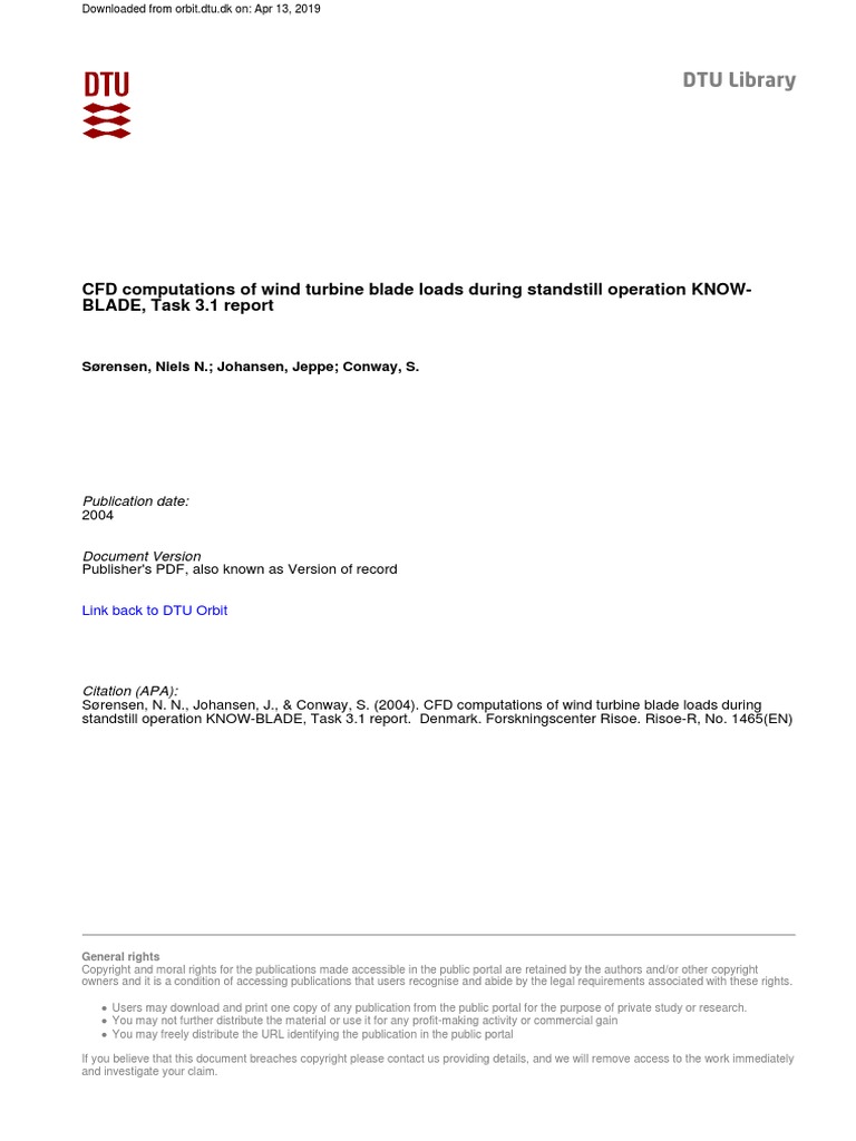 DTU CFD Computations of Wind Turbine Blade Loads During Standstill