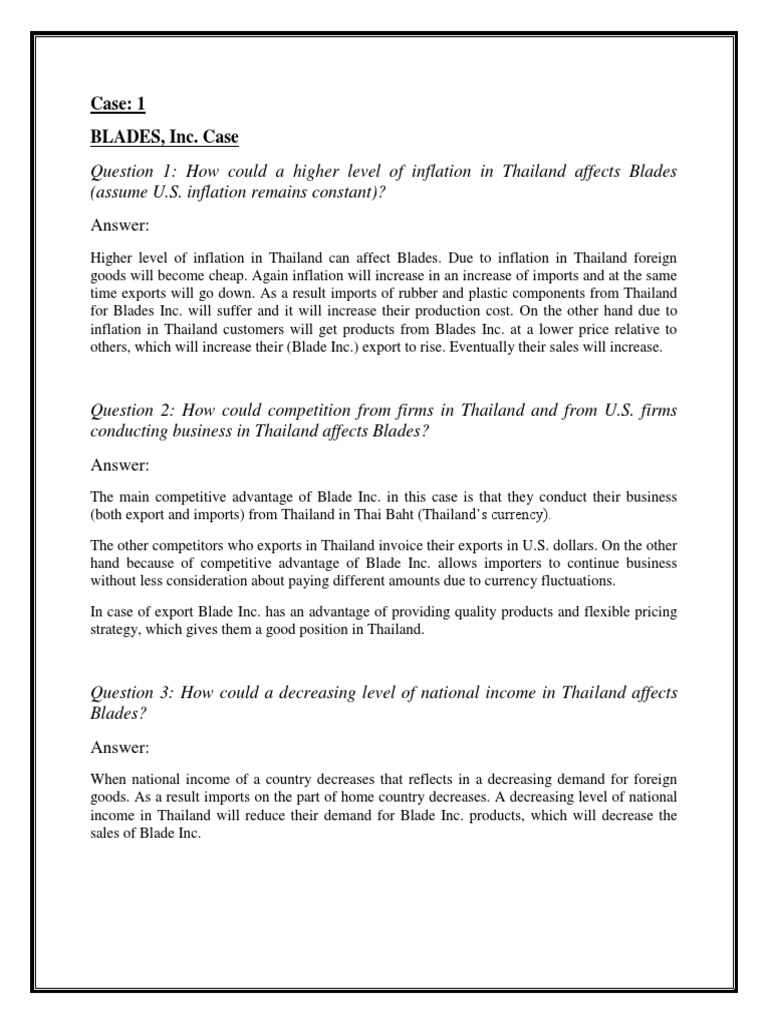 Blades Inc Case Solution CH 2 | PDF | Inflation | Exchange Rate