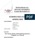 Muhammad Ali Jinnah University Karachi Pakistan: The Various Modes of Firewall Protection For A Computer or A Network