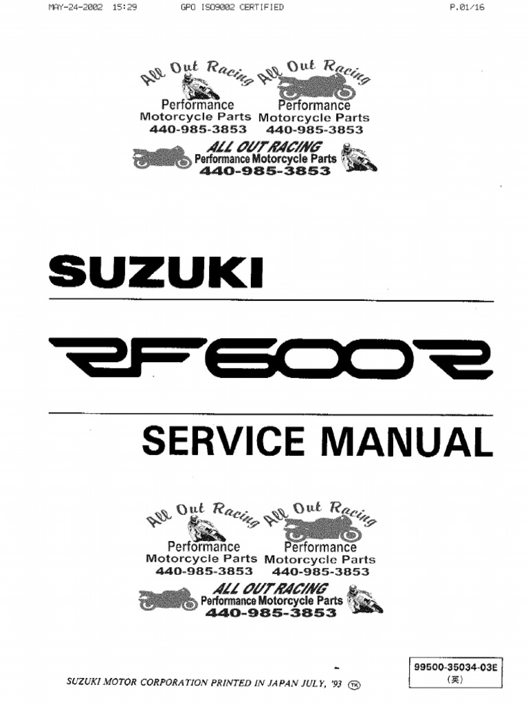 Suzuki RF600 Service Manual | PDF | Business