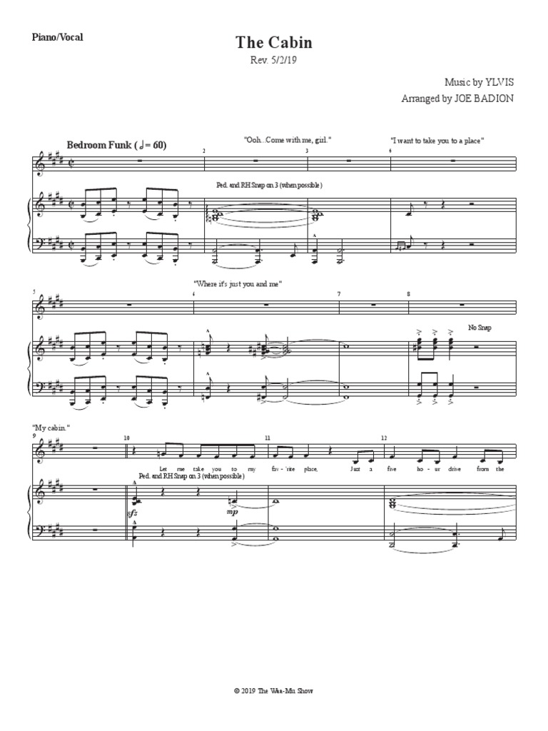 The Cabin Piano Vocal Pdf Loisirs