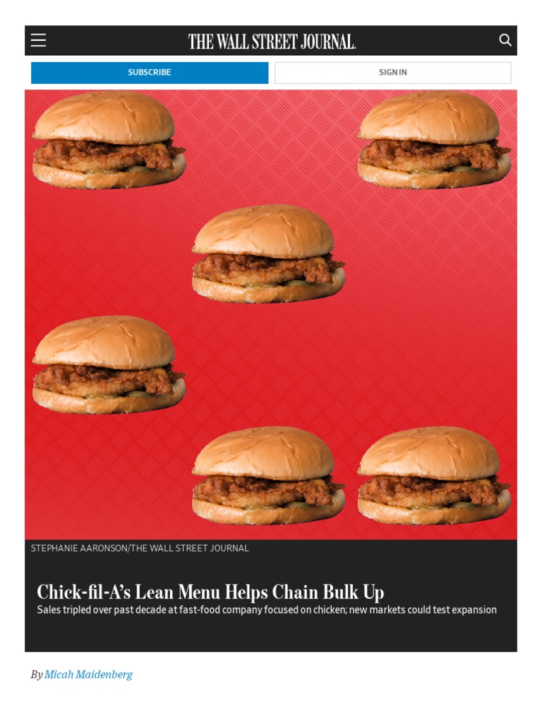 Chick Fil A As Lean Menu Helps Chain Bulk Up | PDF | Fast Food | Menu