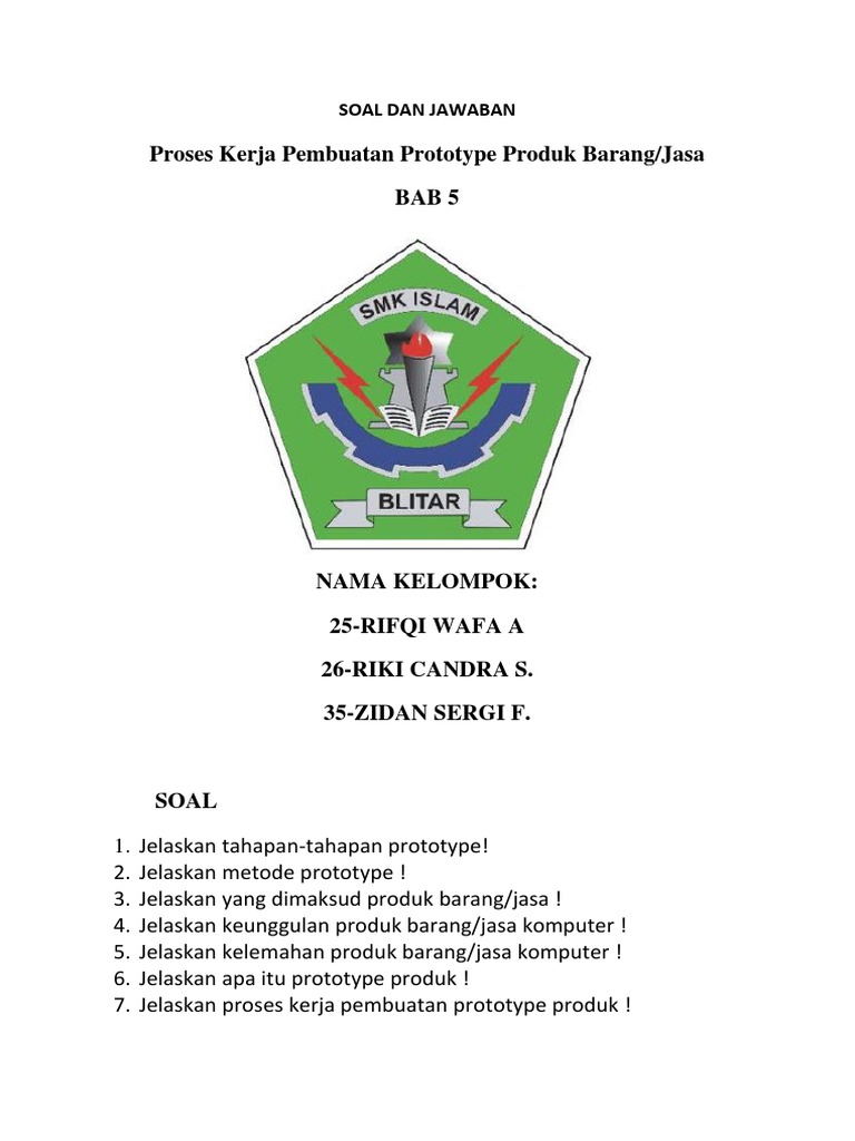 Soal Dan Jawaban Bab 5 Kelompok 7
