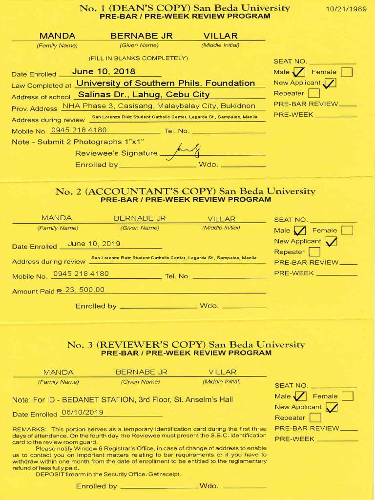 2019 PreBar Registration Form PDF Government Information Government