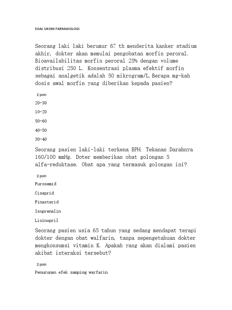 Soal Ukom Farmakologi