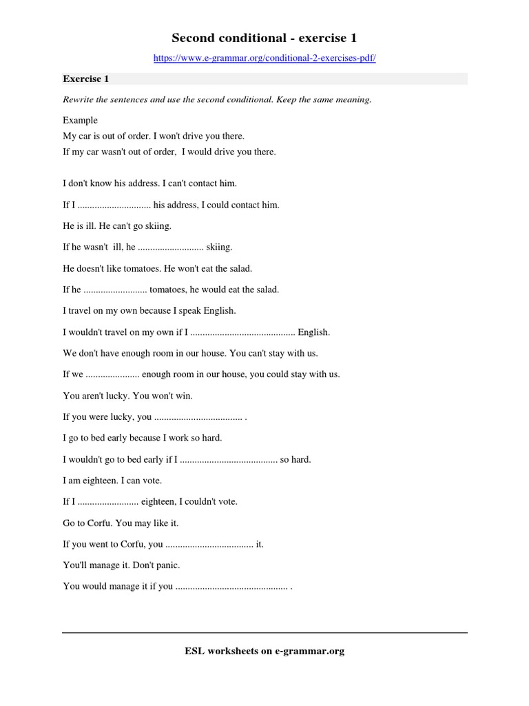 Second Conditional Exercises Worksheet | PDF | Language Arts & Discipline