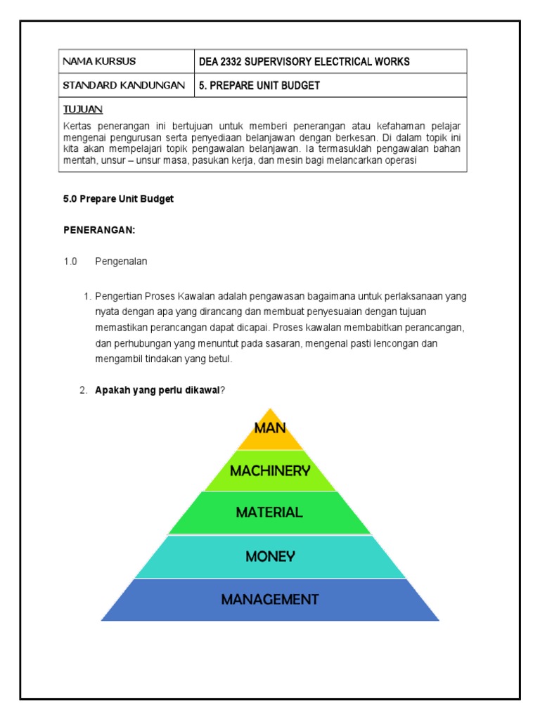Prepare Unit Budget | PDF | Teknologi & Rekayasa
