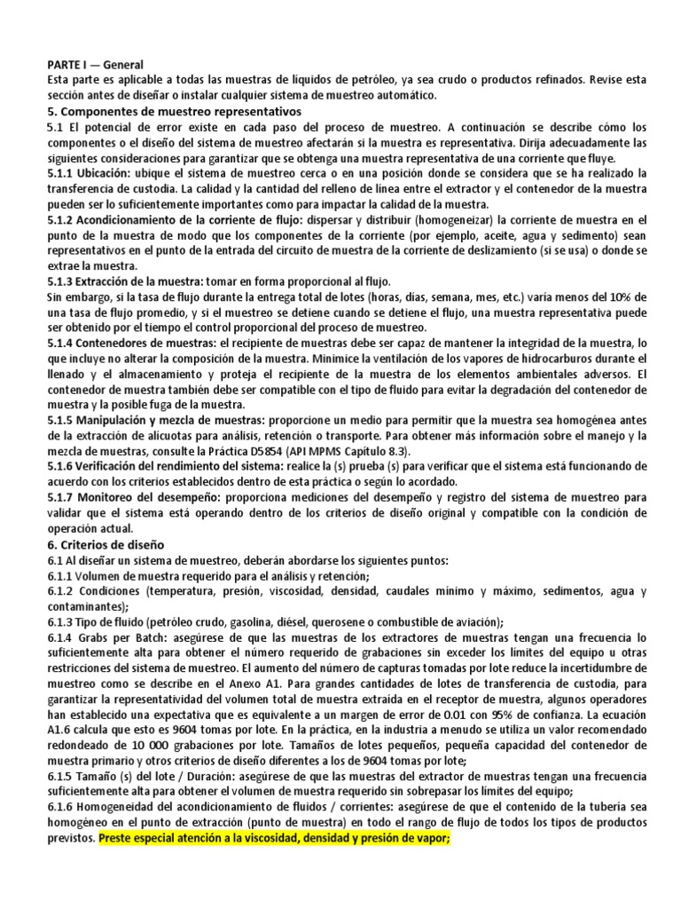 Muestreo de Líquidos de Petróleo según API 8.2 | PDF | Muestreo ...