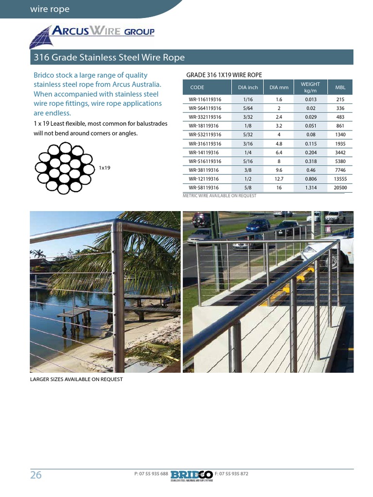 Stainless Steel Wire Rope Specifications | PDF | Wire | Rope