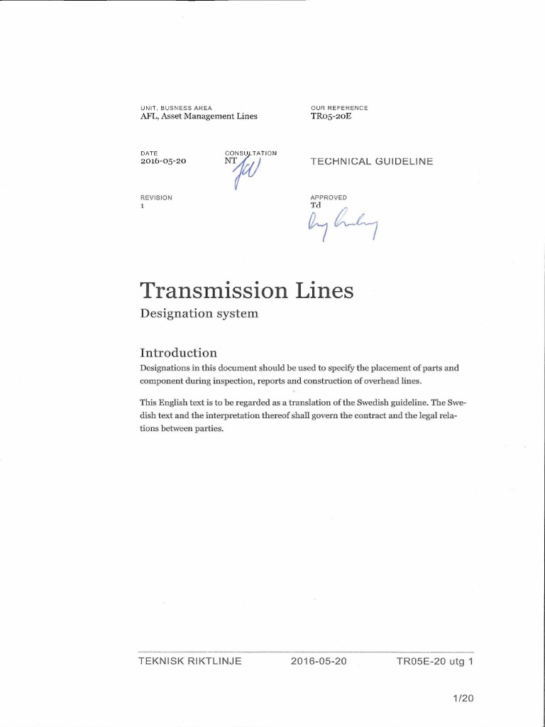 Technical Guidelines for Transmission Lines | PDF | Electrical ...