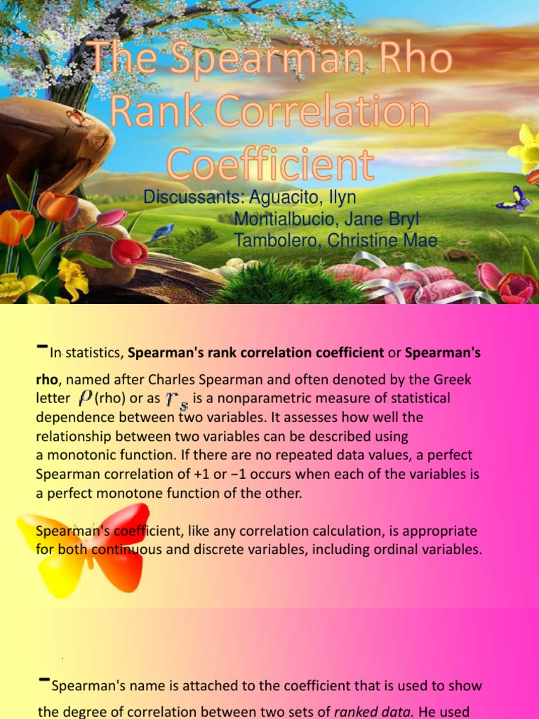 Spearman Rho Correlation Explained | PDF | Spearman's Rank Correlation ...