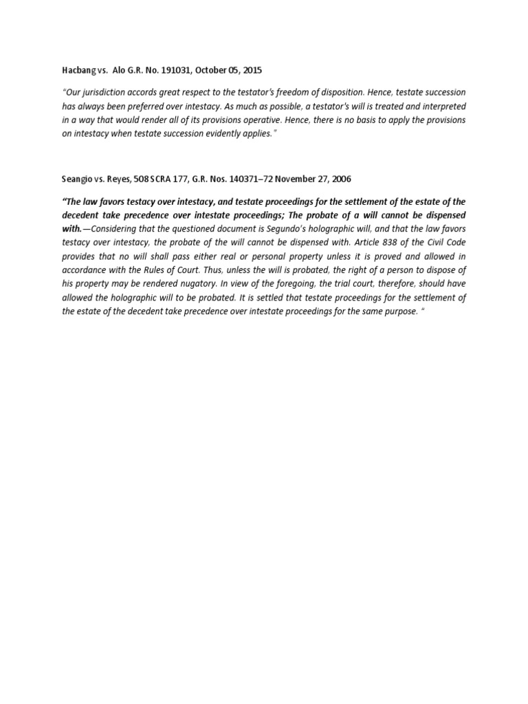 Testacy Over Intestacy | PDF | Intestacy | Will And Testament