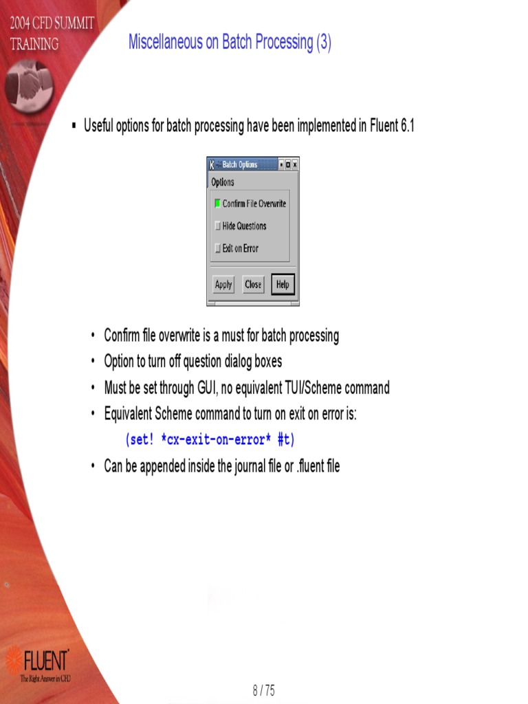Batch Processing Features in Fluent 6.1 | PDF