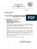 Div Memo No. 106 s 2018 Issuance and Utilization of the Registry of Qualified Applicants (Elementary) and the Addendum to the Registry of Qualified Applicants (Secondary) Under Deped Order No. 022, s 2015