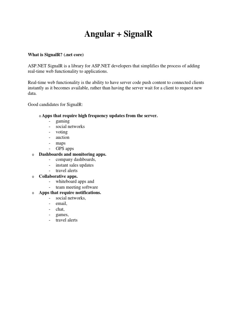 Angular SignalR PDF Software Computer Networking