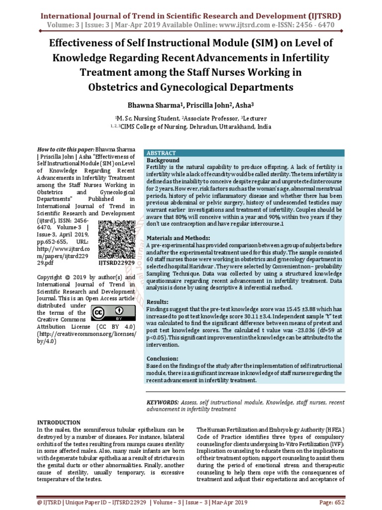 Effectiveness of Self Instructional Module SIM On Level of Knowledge ...