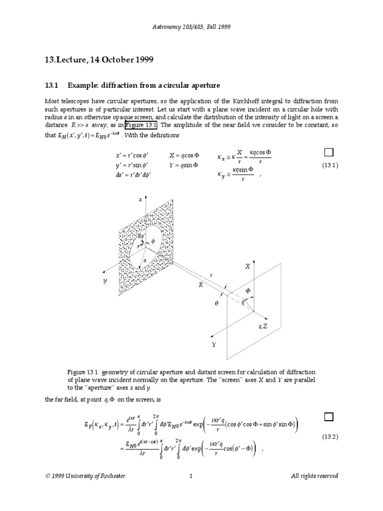 Lect 13 | PDF | Diffraction | Mathematical Analysis