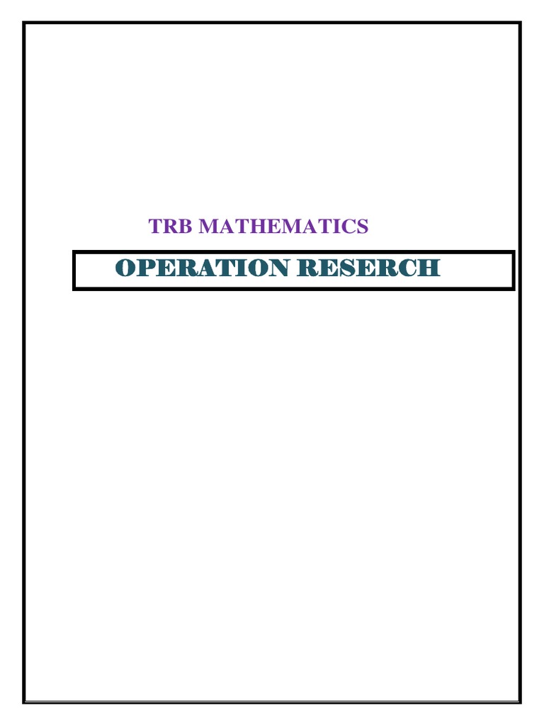 Pg Trb Maths Study Material Operation Research Pdf