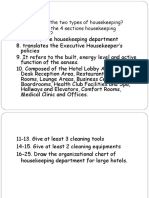 1-2. What Are The Two Types of Housekeeping? 3-6. What Are The 4 Sections Housekeeping Departments? 7