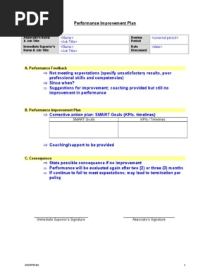 Performance improvement plan