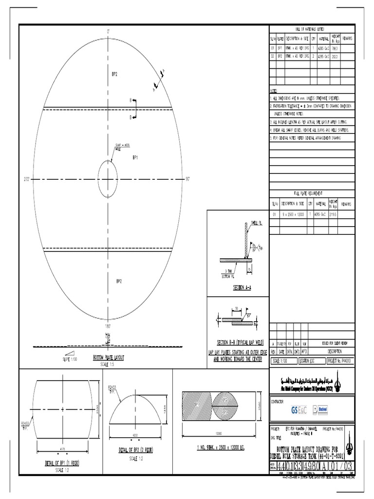Bottom Plate Layout For Diesel Bulk Storage Tank | PDF
