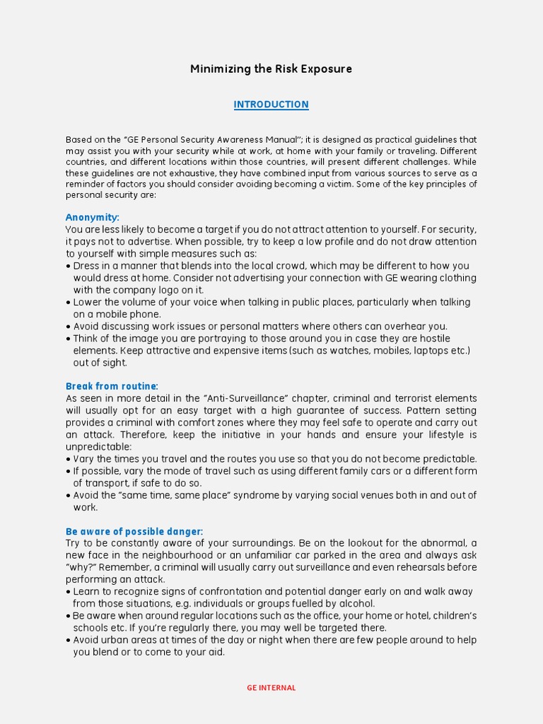 Minimizing The Risk Exposure | PDF | Baggage | Computer Security