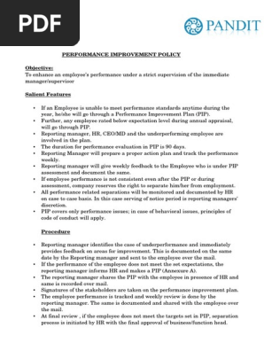 Performance Improvement Plan