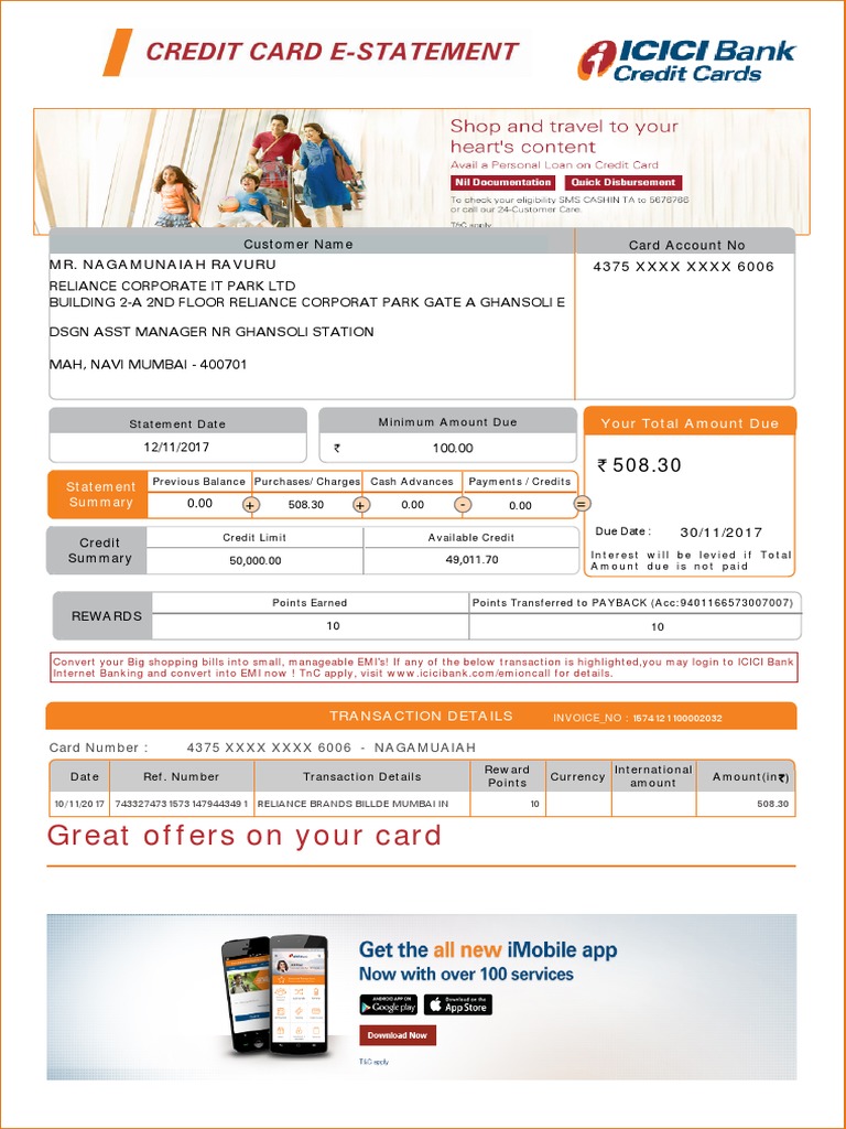Creditcard Statement  PDF  Credit Card  Payments