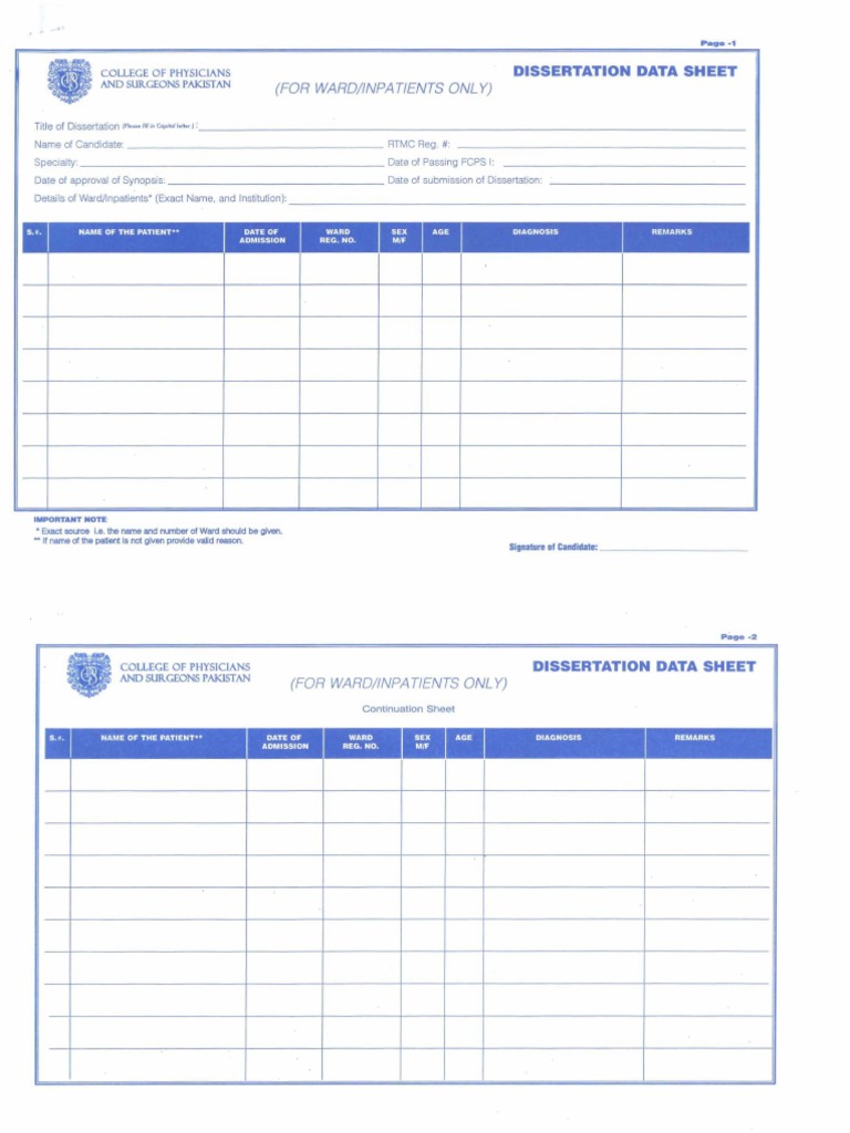 Dissertation Data Sheet Template | PDF | Law | Science & Mathematics