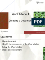 Word Tutorial 1 Creating A Document: First Course