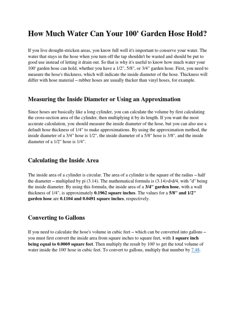 How Much Water Can Your 100 Garden Hose Hold PDF PDF