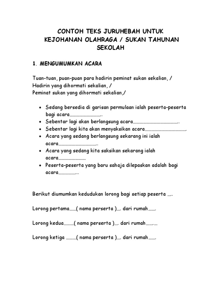 Teks Juruhebah Sukan Pdf