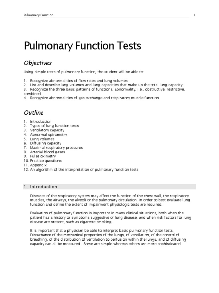 Understanding Pulmonary Function Tests | PDF | Lung | Respiratory System