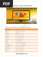 All Shortcut Keys of MS Office