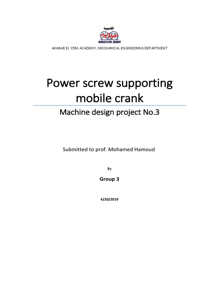 Mechanical Engineering Power Screw Design | PDF | Stress (Mechanics ...