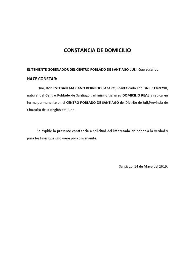 Constancia de Domicilio PDF